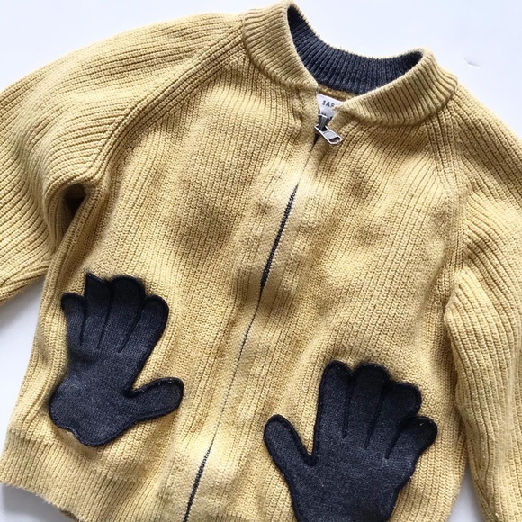 Zara yellow knit zip up play 6-9 months - Picture 2 of 2